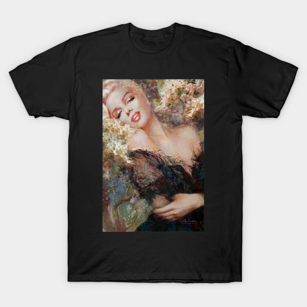 Marilyn Cherry Blossom T-Shirt by Theo Danella